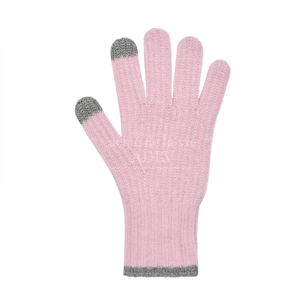 A LOGO EMBLEM EMBROIDERY KNIT GLOVES PINK - Image 2