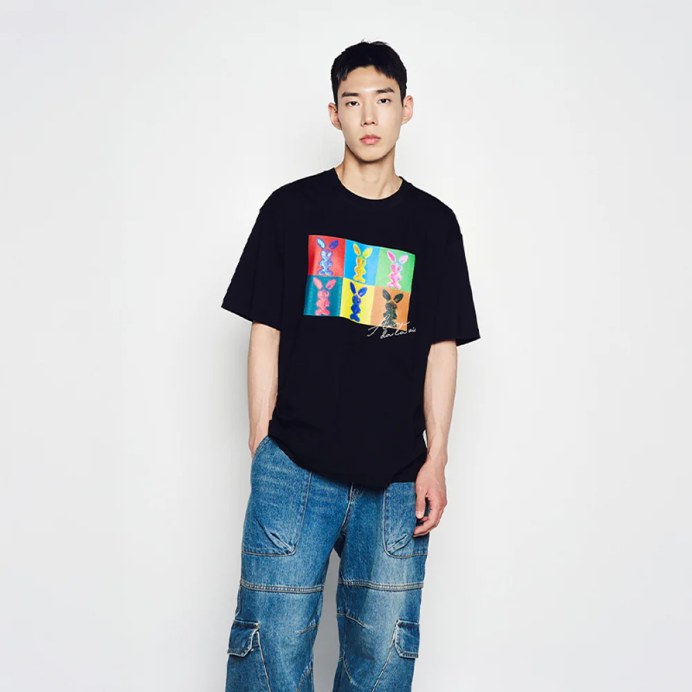 ALIEN RABBIT POPART SHORT SLEEVE T-SHIRT BLACK - Image 3