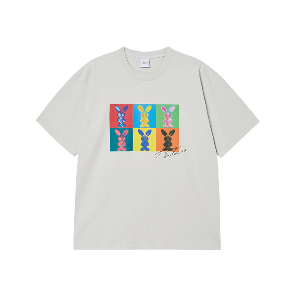 ALIEN RABBIT POPART SHORT SLEEVE T-SHIRT LIGHT GRAY