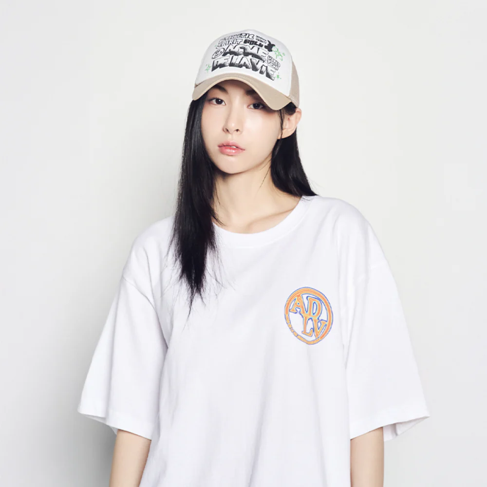 ARTWORK MESH TRUCKER BALL CAP BEIGE - Image 4