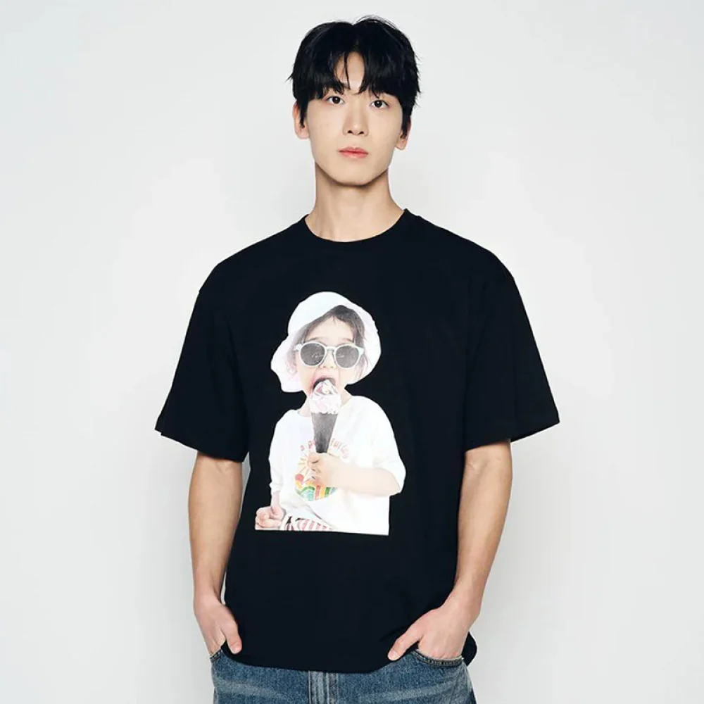 BABY FACE ICECREAM GIRL SLEEVE T-SHIRT BLACK - Image 3