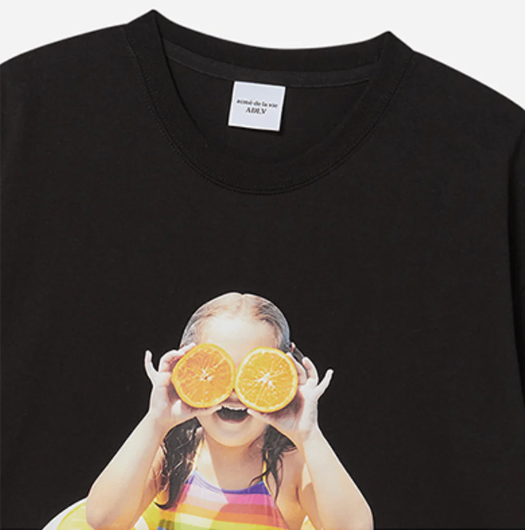 BABY FACE ORANGE TUBE SLEEVE T-SHIRT BLACK - Image 7
