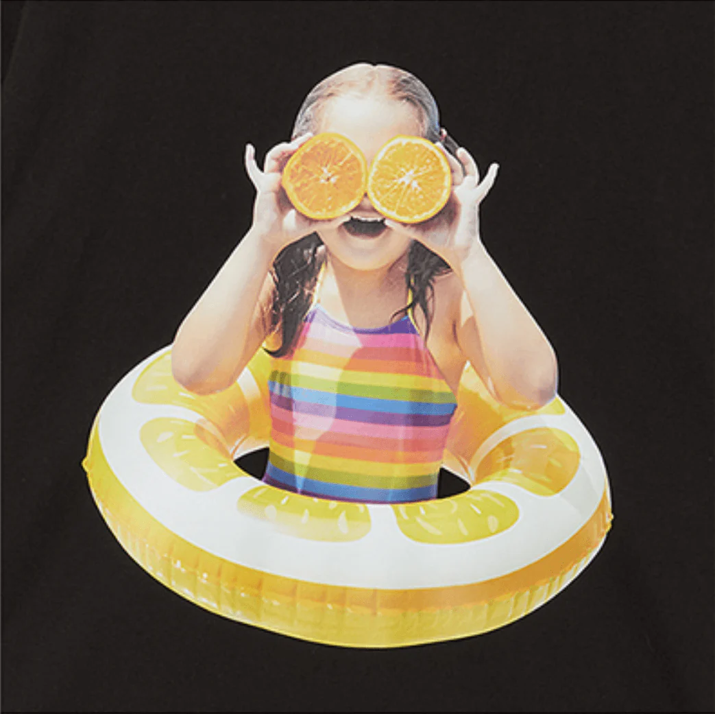 BABY FACE ORANGE TUBE SLEEVE T-SHIRT BLACK - Image 8