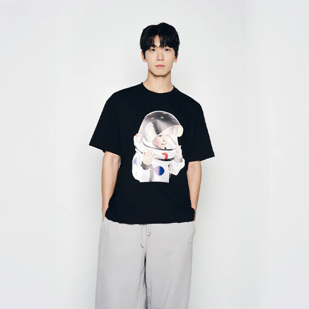 BABY FACE SPACE SUIT BOY SLEEVE T-SHIRT BLACK - Image 4