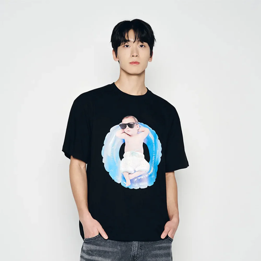 BABY FACE TUBE BOY SLEEVE T-SHIRT BLACK - Image 4