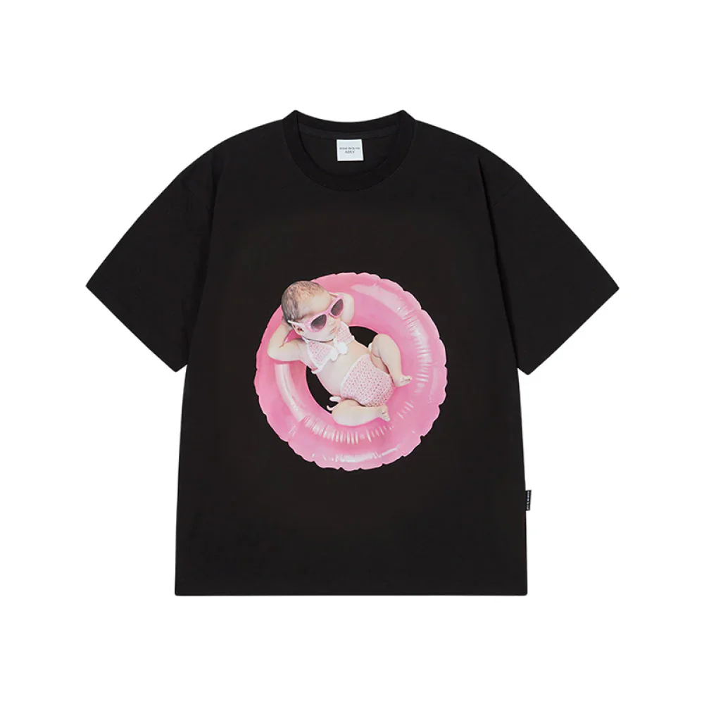 BABY FACE TUBE GIRL SLEEVE T-SHIRT BLACK