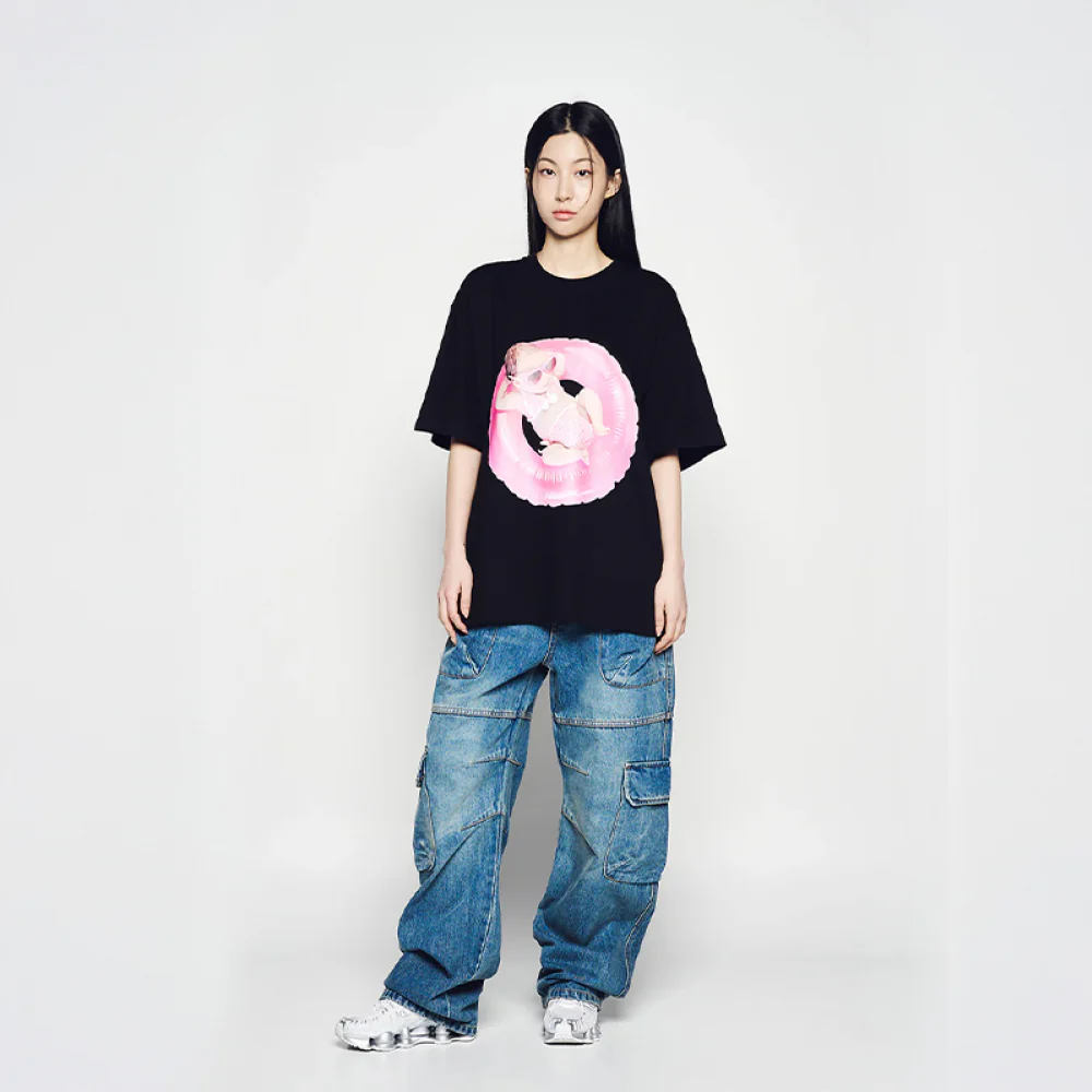 BABY FACE TUBE GIRL SLEEVE T-SHIRT BLACK - Image 4