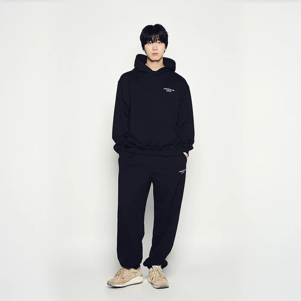BORDER LINE BASIC LOGO HOODIE BLACK - Image 3