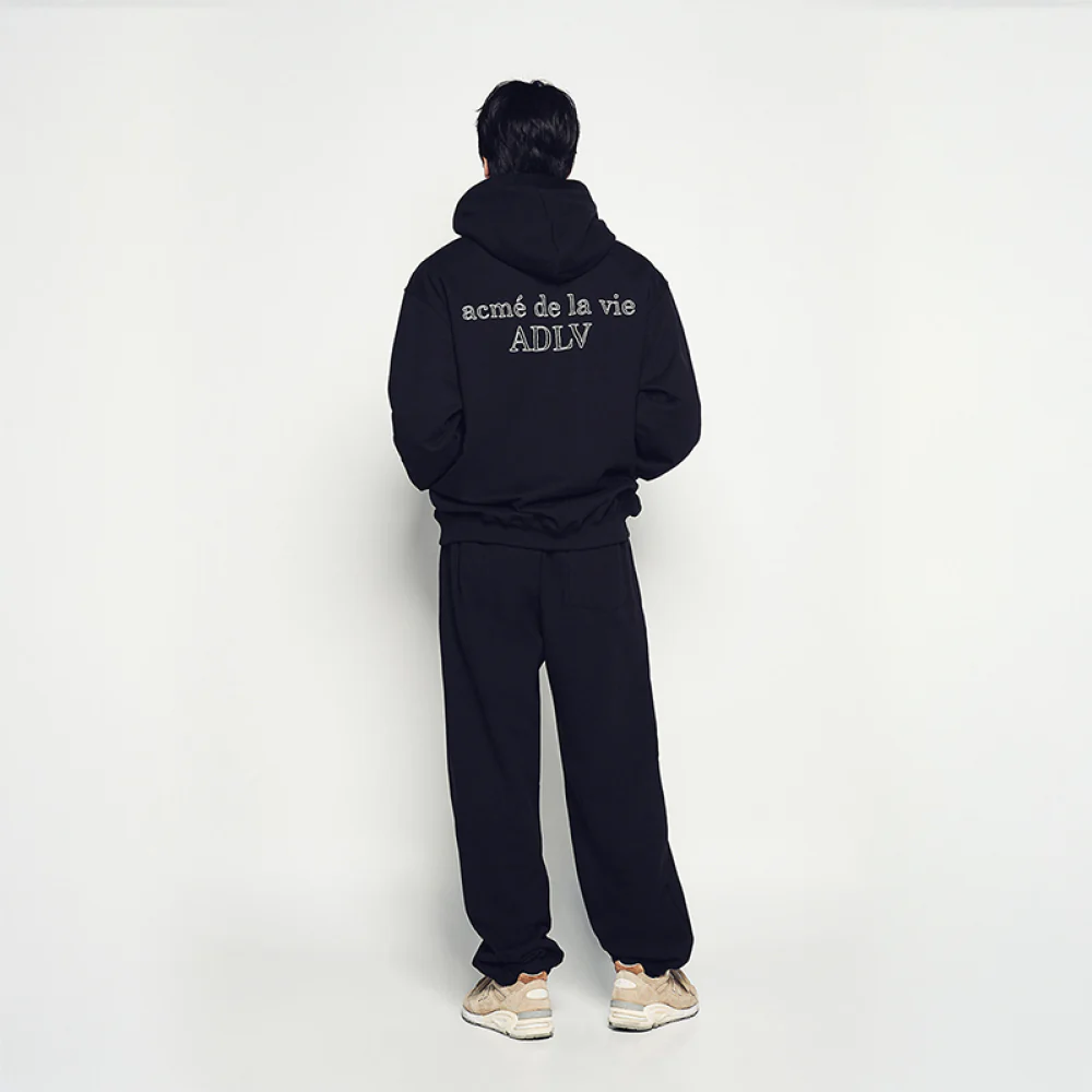 BORDER LINE BASIC LOGO HOODIE BLACK - Image 4