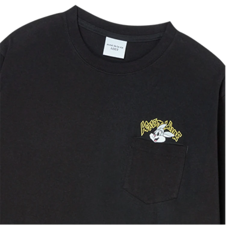 CARTOON CHINCHILLA LONG SLEEVE T-SHIRT BLACK - Image 6