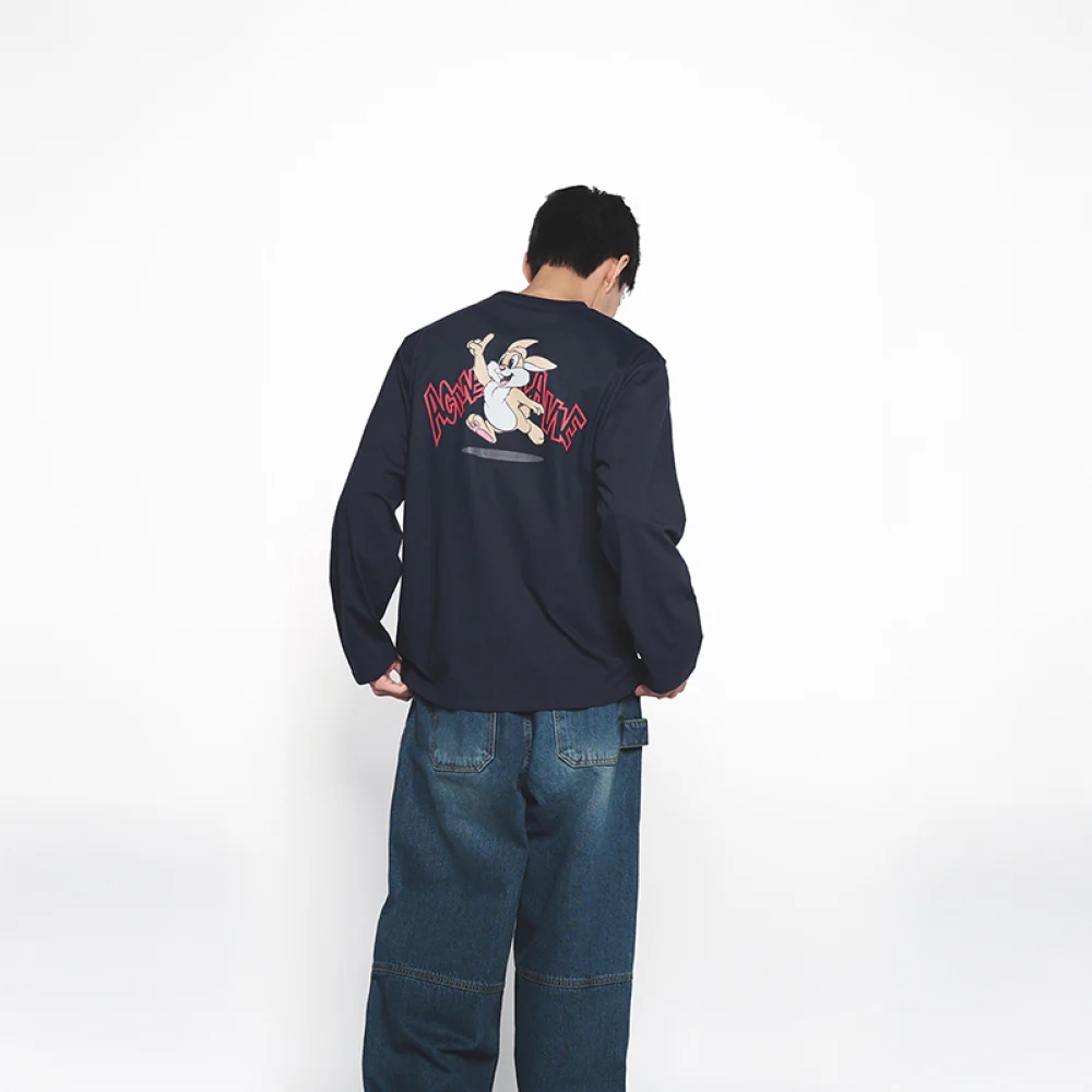 CARTOON CHINCHILLA LONG SLEEVE T-SHIRT DARK NAVY - Image 4