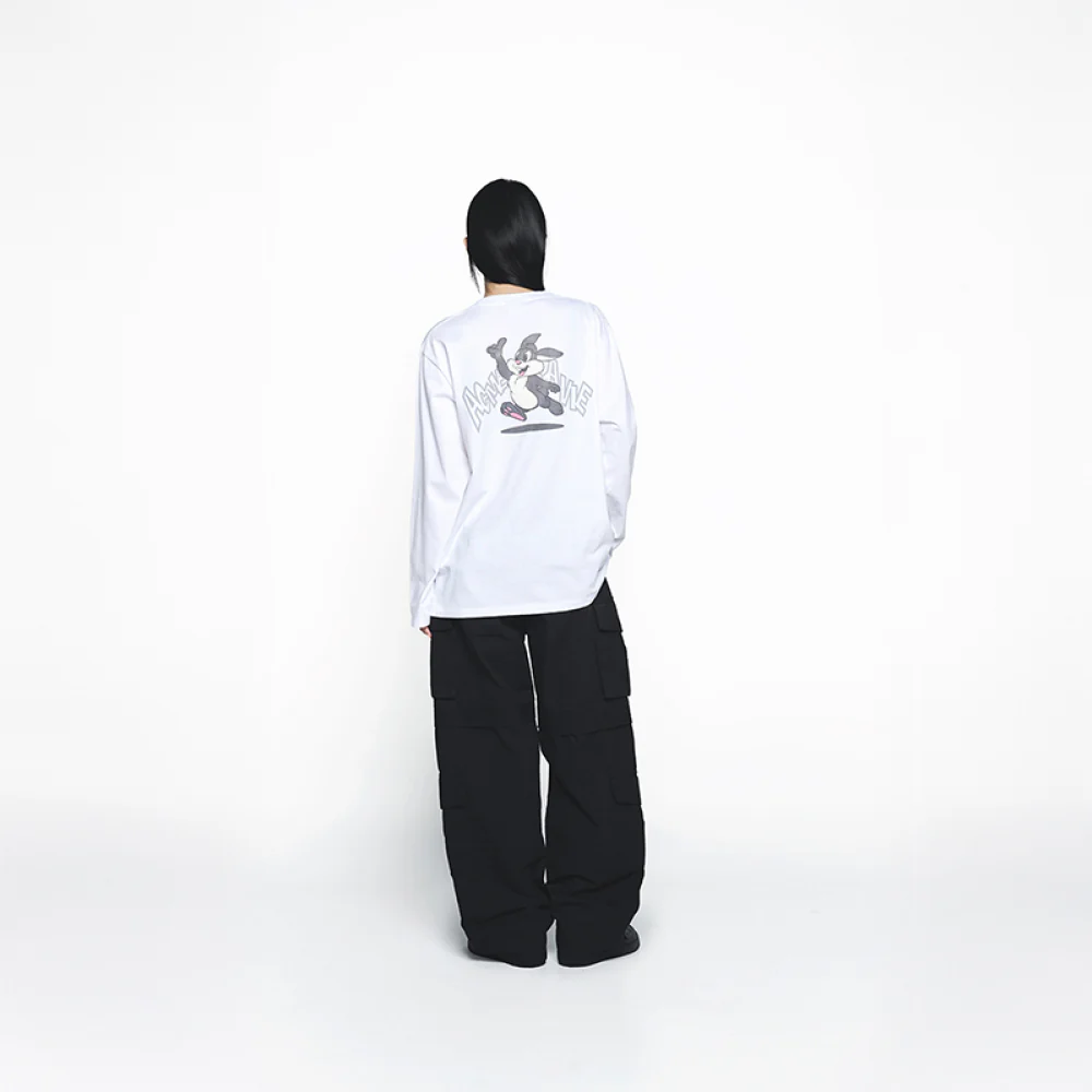 CARTOON CHINCHILLA LONG SLEEVE T-SHIRT WHITE - Image 4
