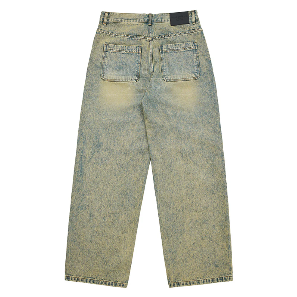 COLOR SPRAY DYE DENIM PANTS YELLOW - Image 2