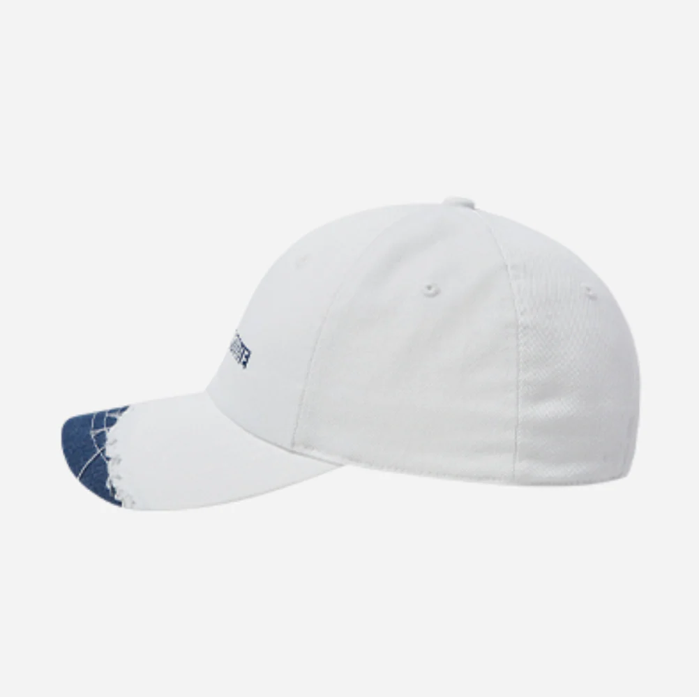 DAMAGE WASHING DENIM BALL CAP WHITE - Image 5