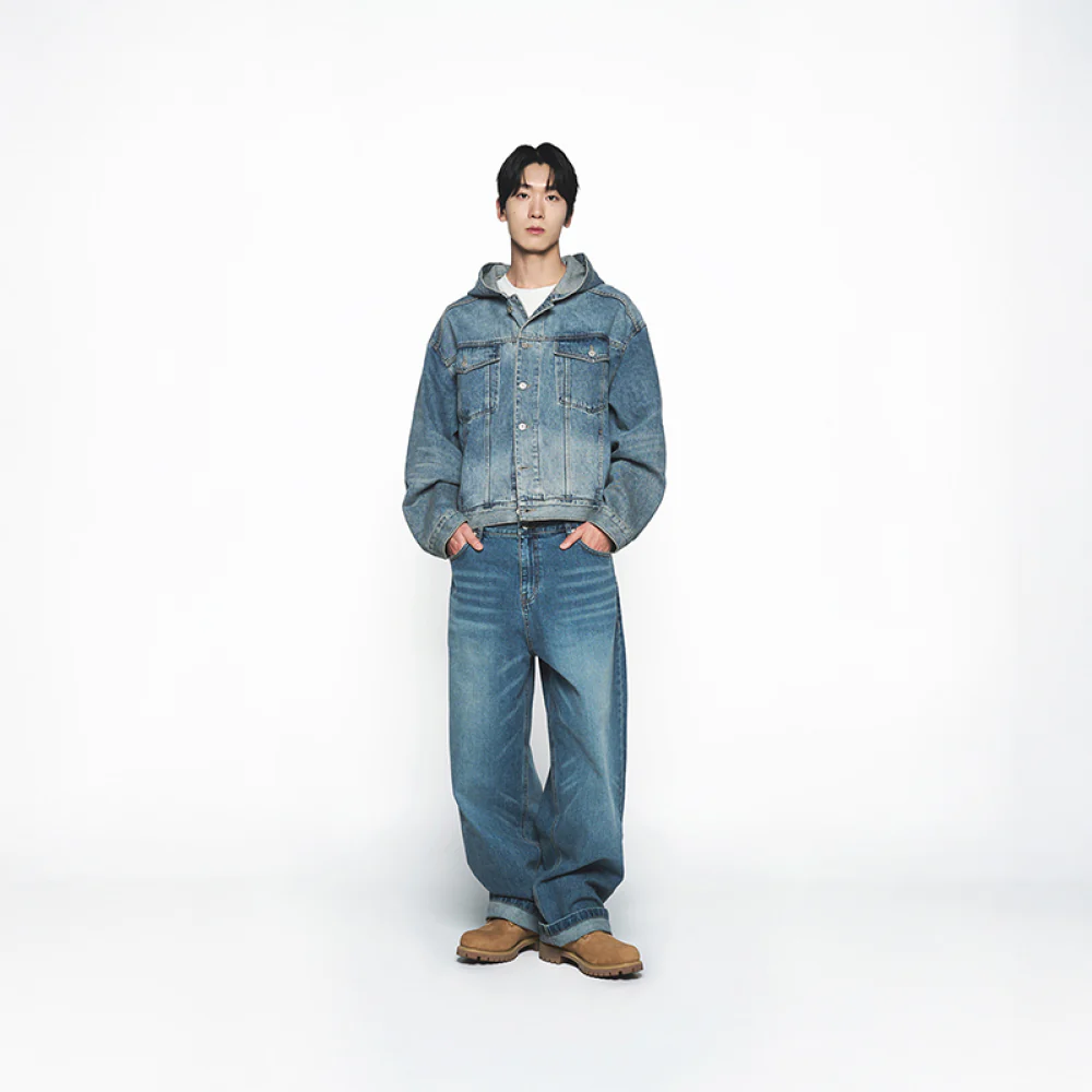 DENIM SET UP TRUCKER JACKET BLUE - Image 3