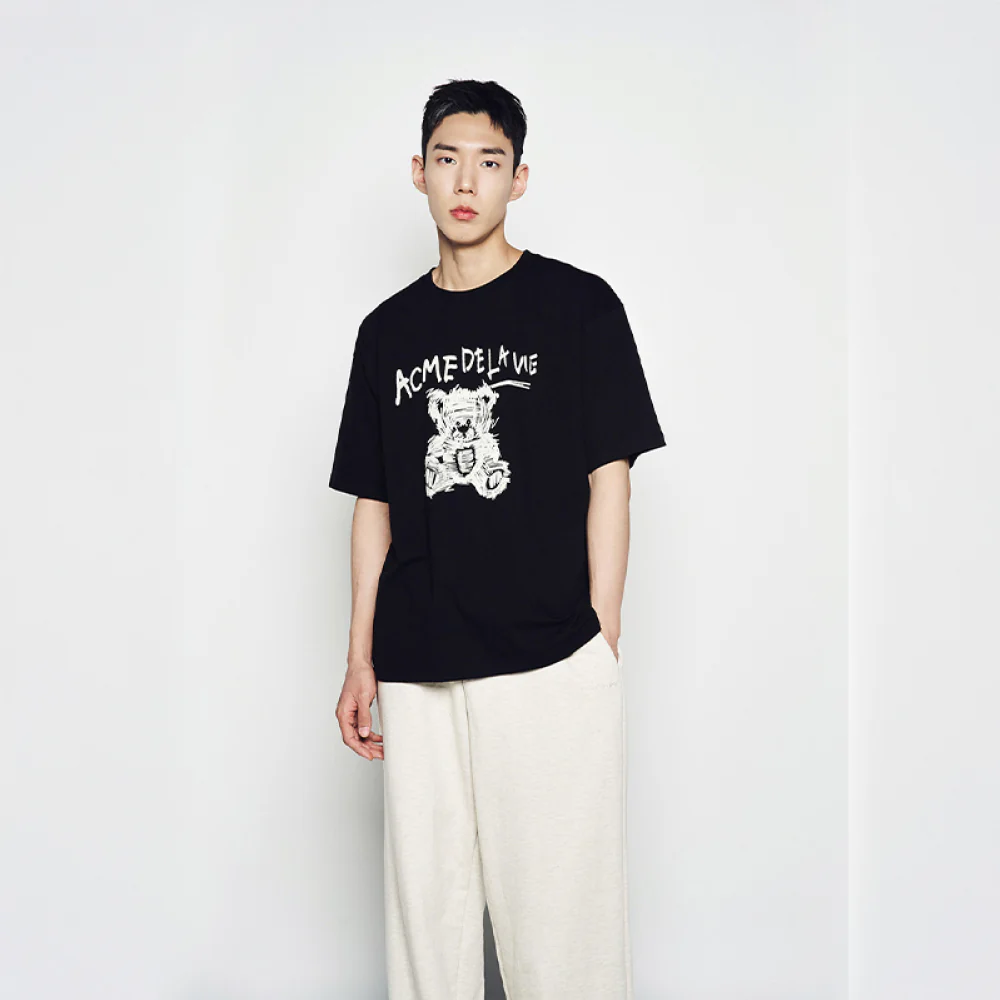 DRAWING BEAR SHORT SLEEVE T-SHIRT BLACK - Image 4