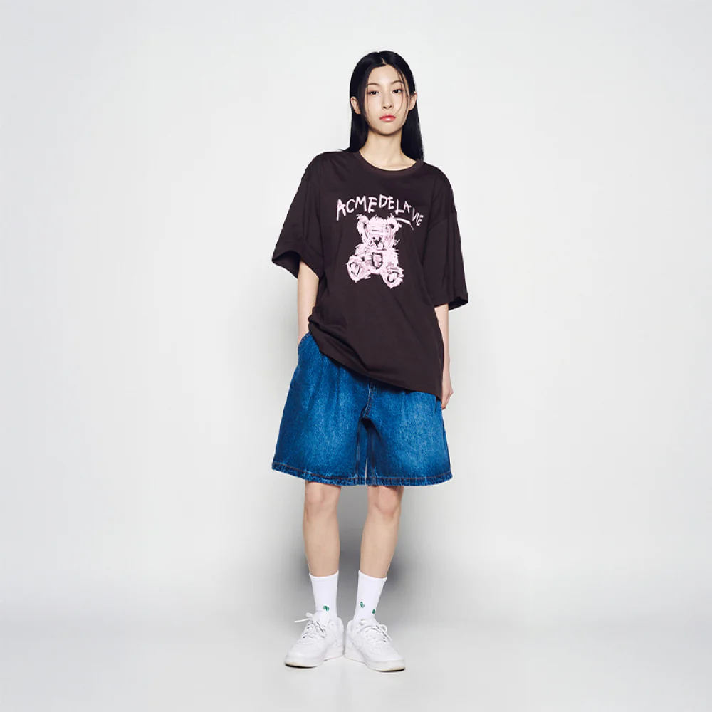 DRAWING BEAR SHORT SLEEVE T-SHIRT DARK BROWN - Image 3