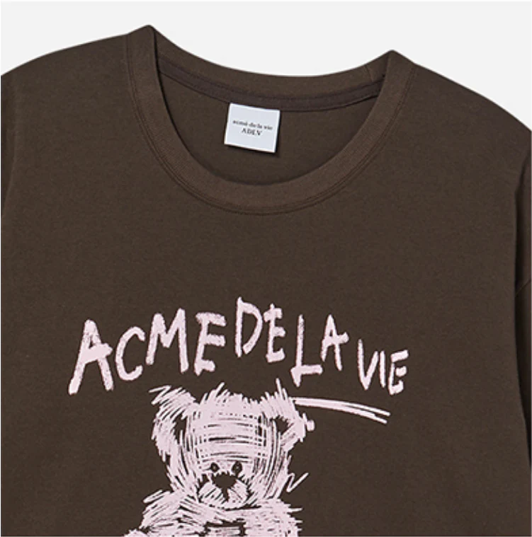 DRAWING BEAR SHORT SLEEVE T-SHIRT DARK BROWN - Image 5