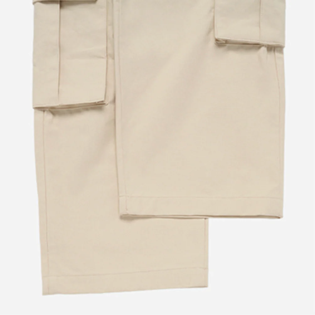 FRONT POCKET WIDE CARGO PANTS BEIGE - Image 6