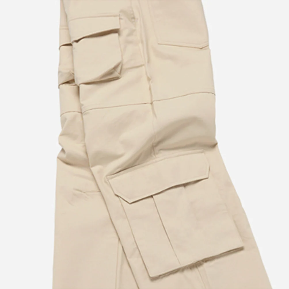 FRONT POCKET WIDE CARGO PANTS BEIGE - Image 7
