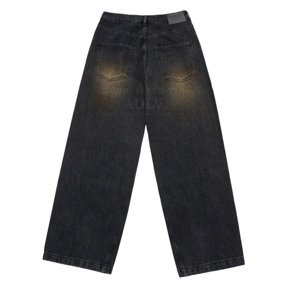 FRONT SIDE LINE SEMI TAPERED DENIM PANTS BLACK - Image 2