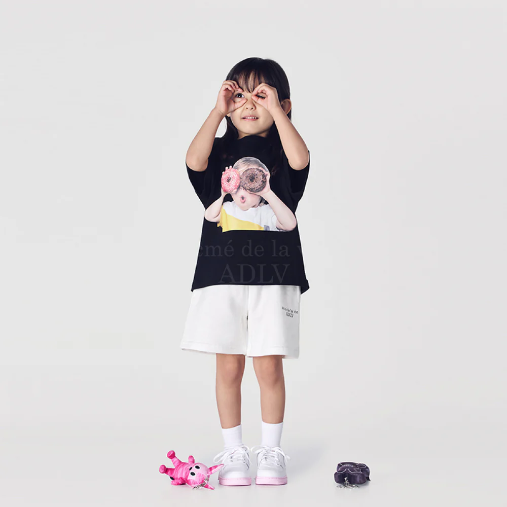 KIDS BABY FACE DONUT 1 SHORT SLEEVE T-SHIRT BLACK - Image 4