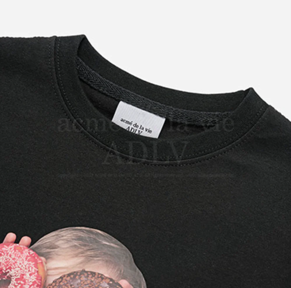 KIDS BABY FACE DONUT 1 SHORT SLEEVE T-SHIRT BLACK - Image 6