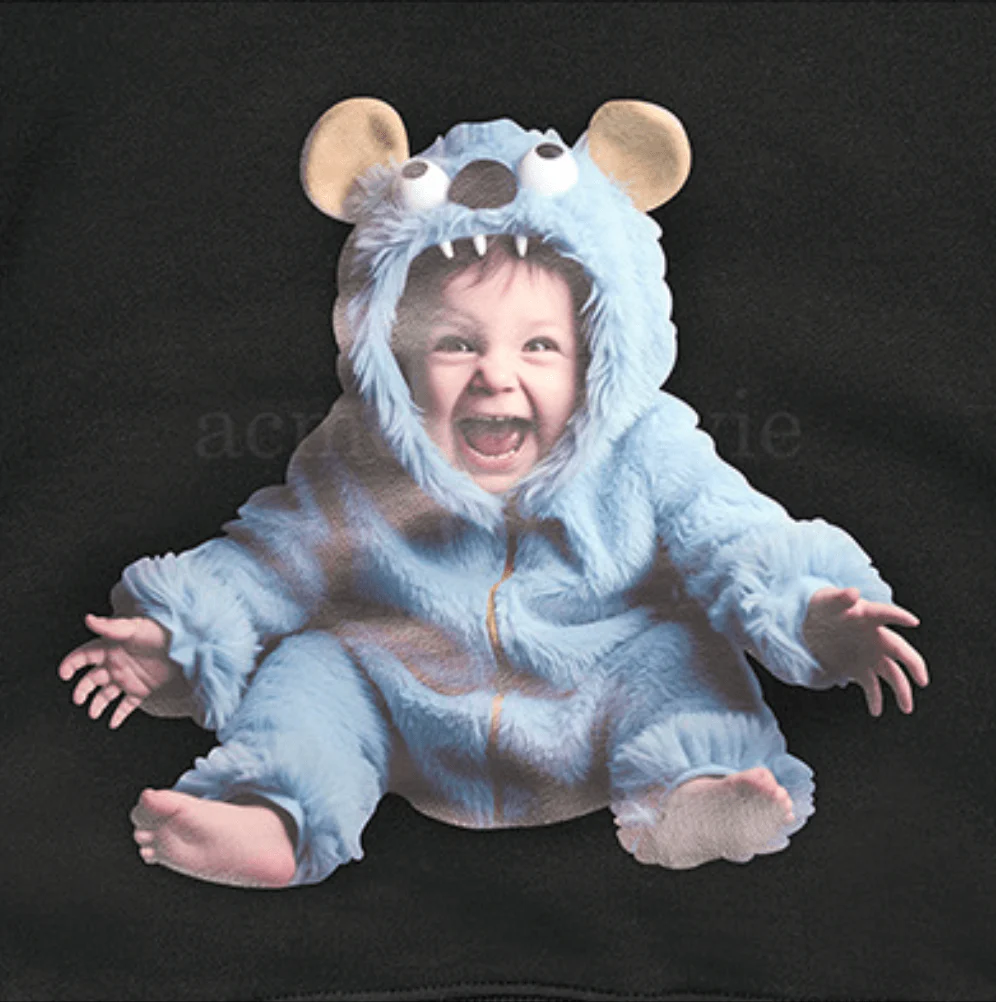 KIDS BABY FACE MONSTER BABY HOODIE BLACK - Image 3