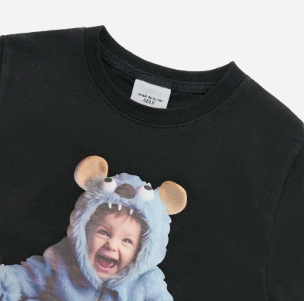 KIDS BABY FACE MONSTER BABY SHORT SLEEVE T-SHIRT BLACK - Image 7
