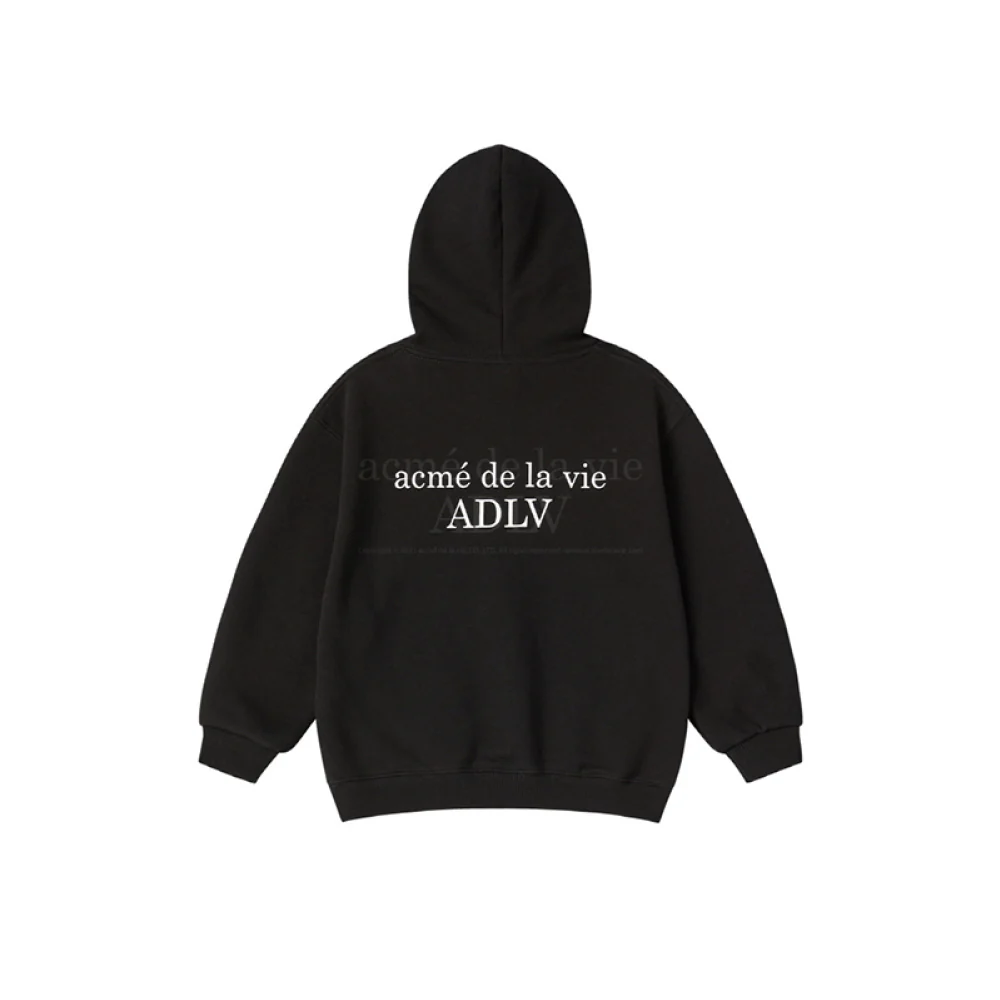KIDS BASIC LOGO HOODIE ZIP UP-BLACK - Image 2