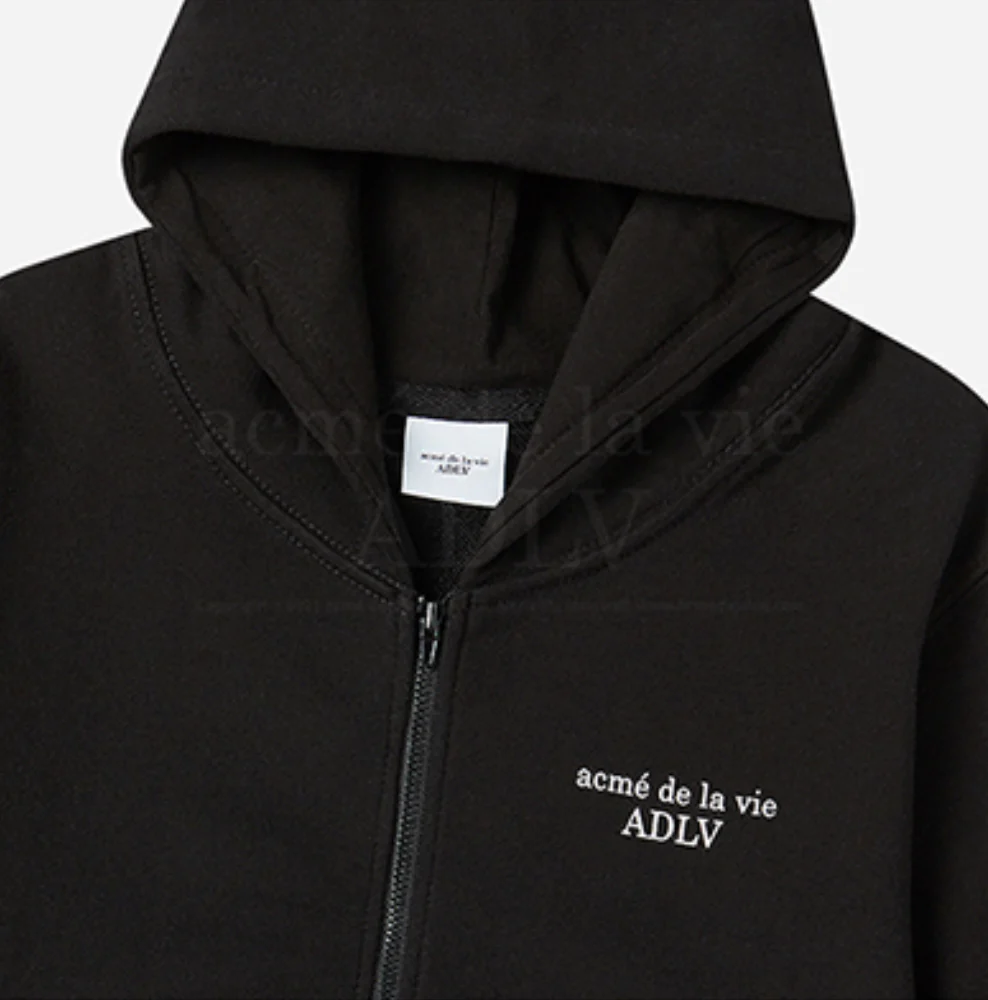 KIDS BASIC LOGO HOODIE ZIP UP-BLACK - Image 5
