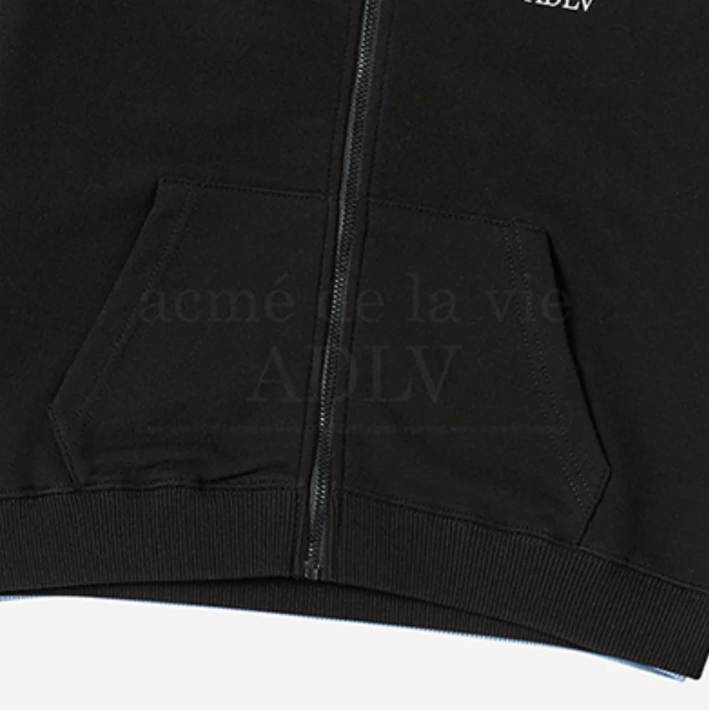 KIDS BASIC LOGO HOODIE ZIP UP-BLACK - Image 7
