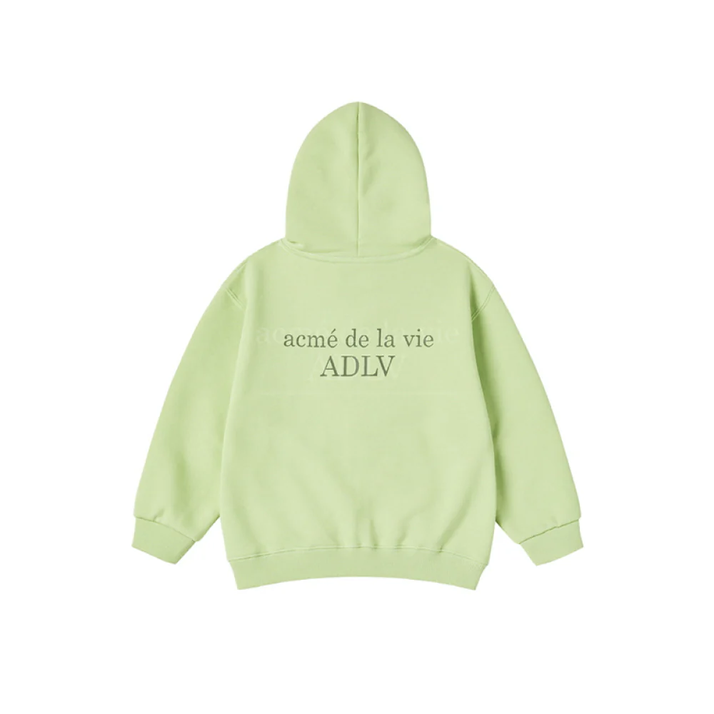 KIDS BASIC LOGO HOODIE ZIP UP-LIGHT GREEN - Image 2