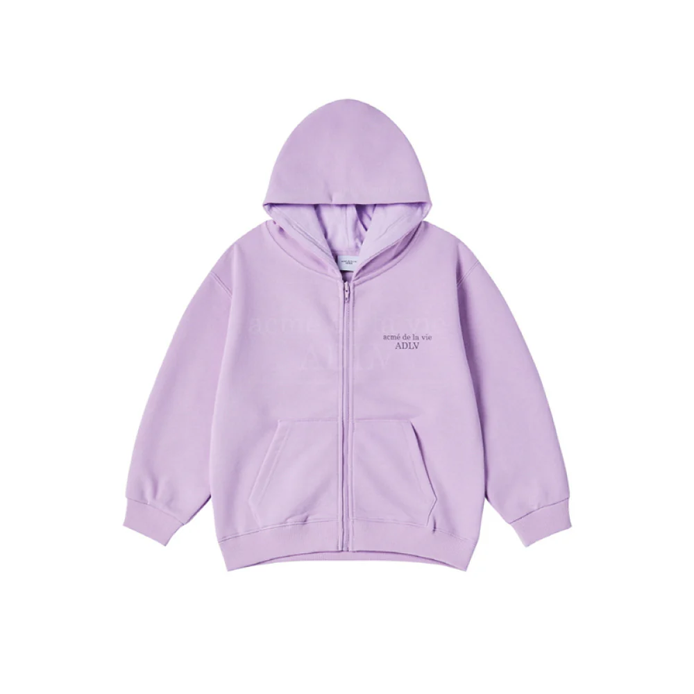 KIDS BASIC LOGO HOODIE ZIP UP-LIGHT PURPLE