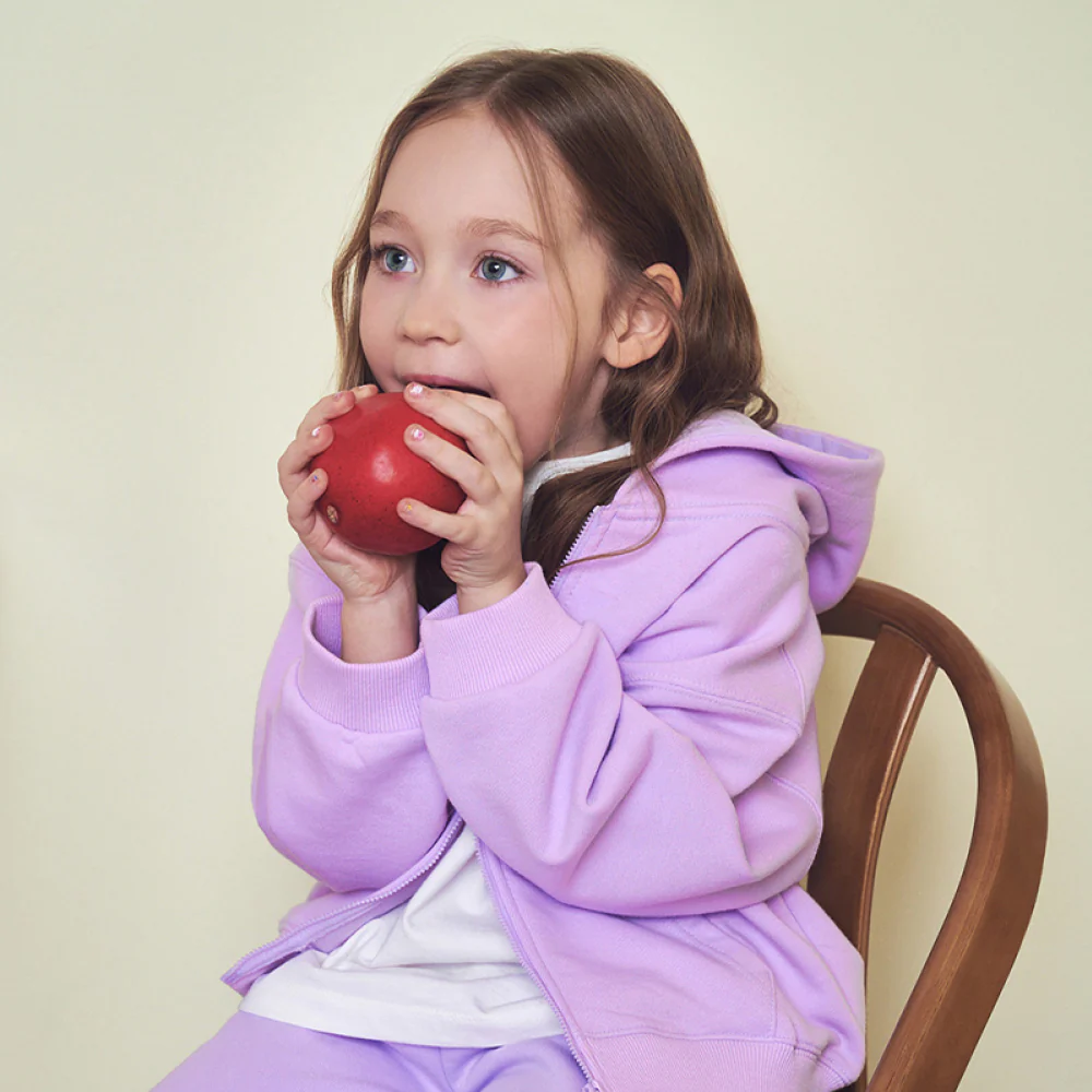 KIDS BASIC LOGO HOODIE ZIP UP-LIGHT PURPLE - Image 4