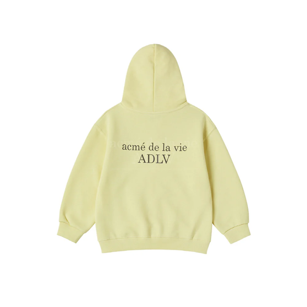 KIDS BASIC LOGO HOODIE ZIP UP-LIGHT YELLOW - Image 2