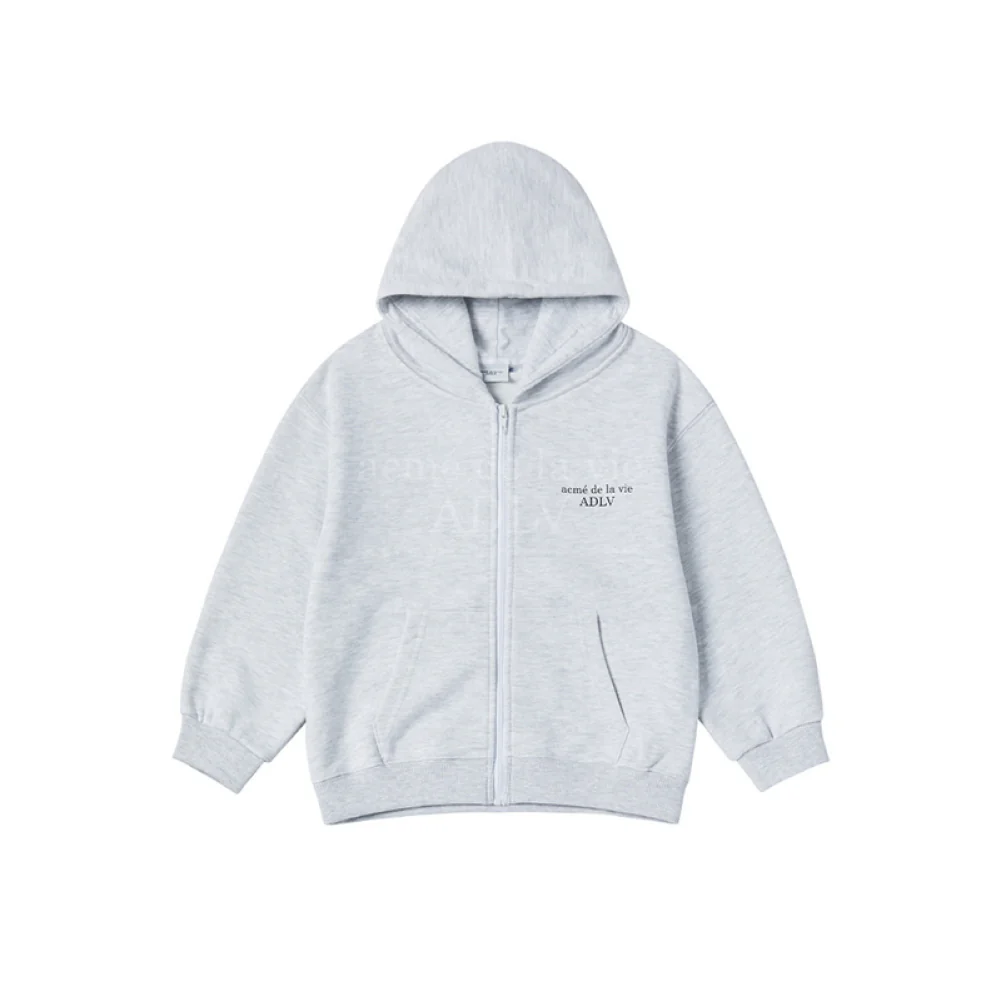 KIDS BASIC LOGO HOODIE ZIP UP MELANGE
