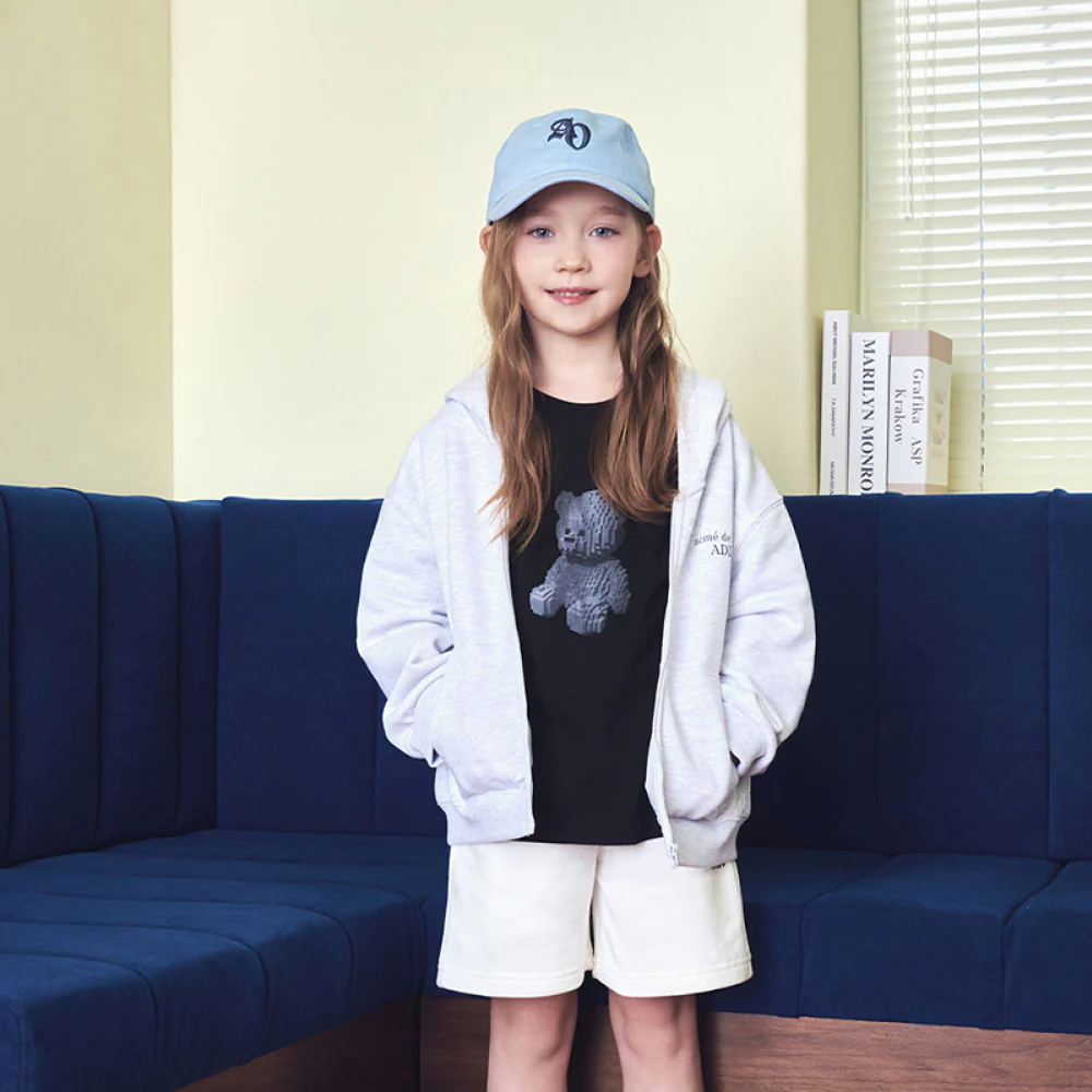 KIDS BASIC LOGO HOODIE ZIP UP MELANGE - Image 3