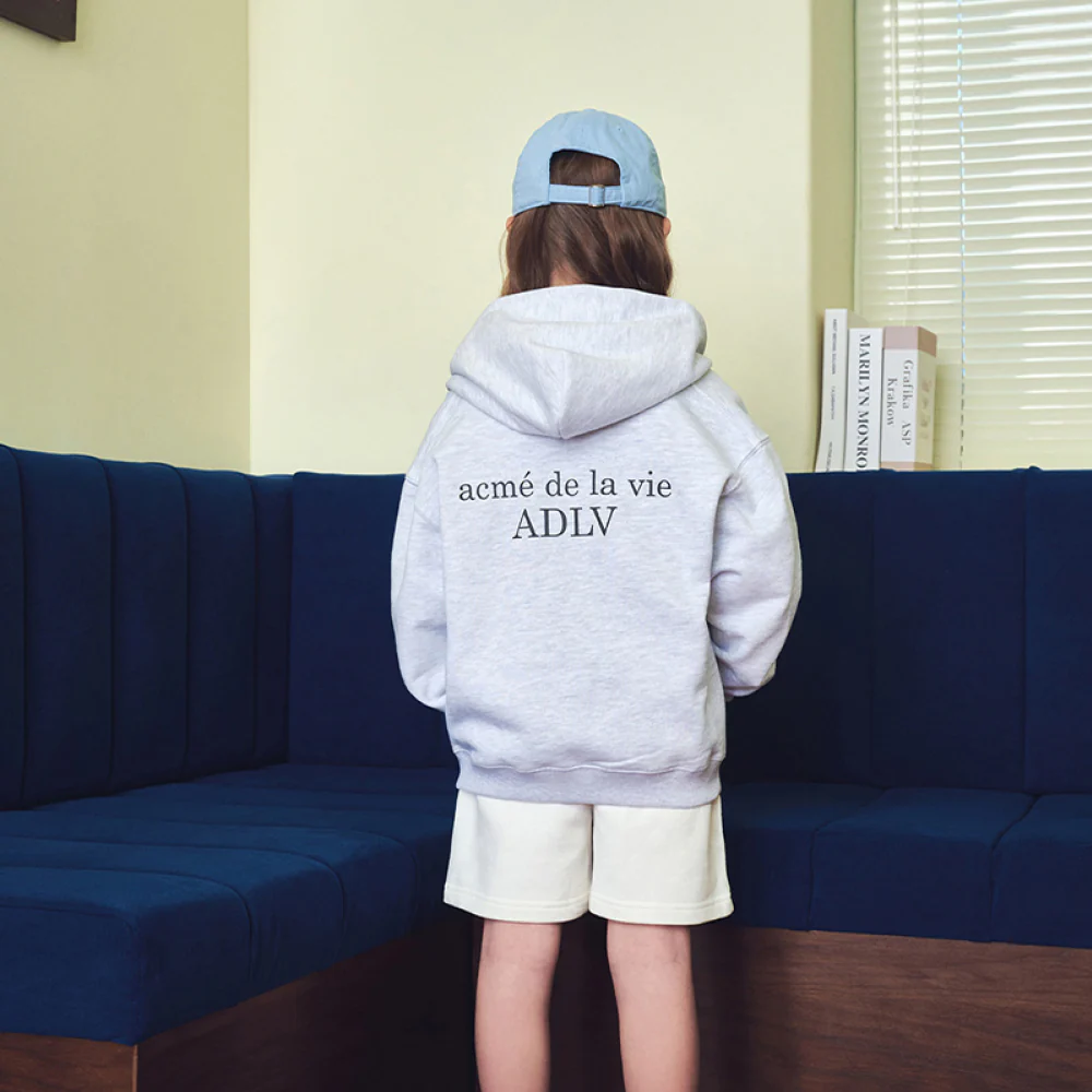 KIDS BASIC LOGO HOODIE ZIP UP MELANGE - Image 4
