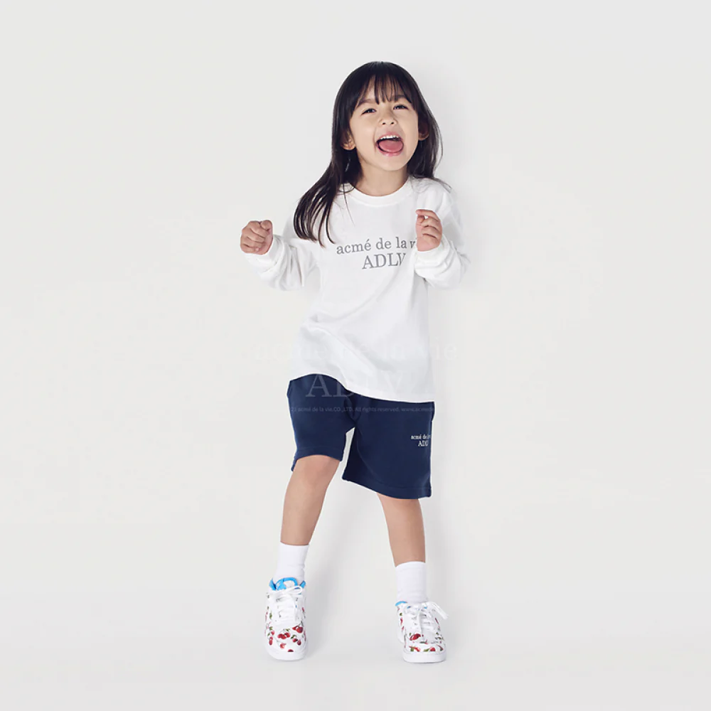 KIDS BASIC LOGO LONG SLEEVE T-SHIRT CREAM - Image 3