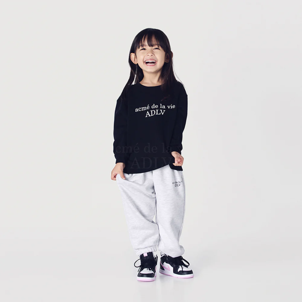 KIDS BASIC LOGO PANTS MELANGE - Image 4