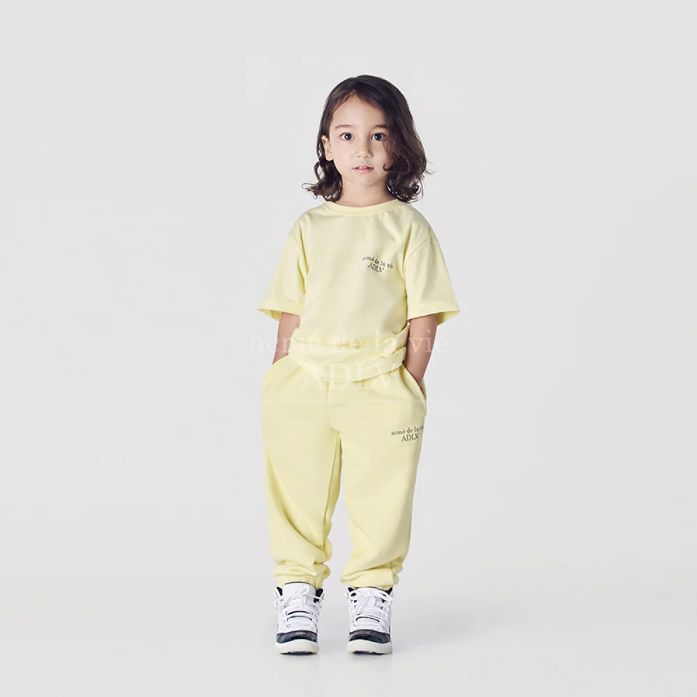 KIDS BASIC LOGO SHORT SLEEVE T-SHIRT LIGHT YELLOW - Image 3