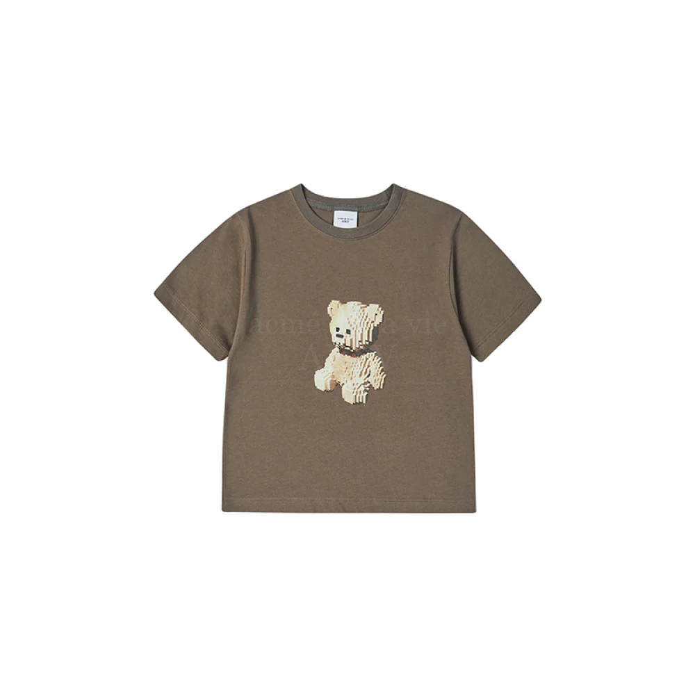 KIDS BLOCK BEAR SHORT SLEEVE T-SHIRT-COCOA