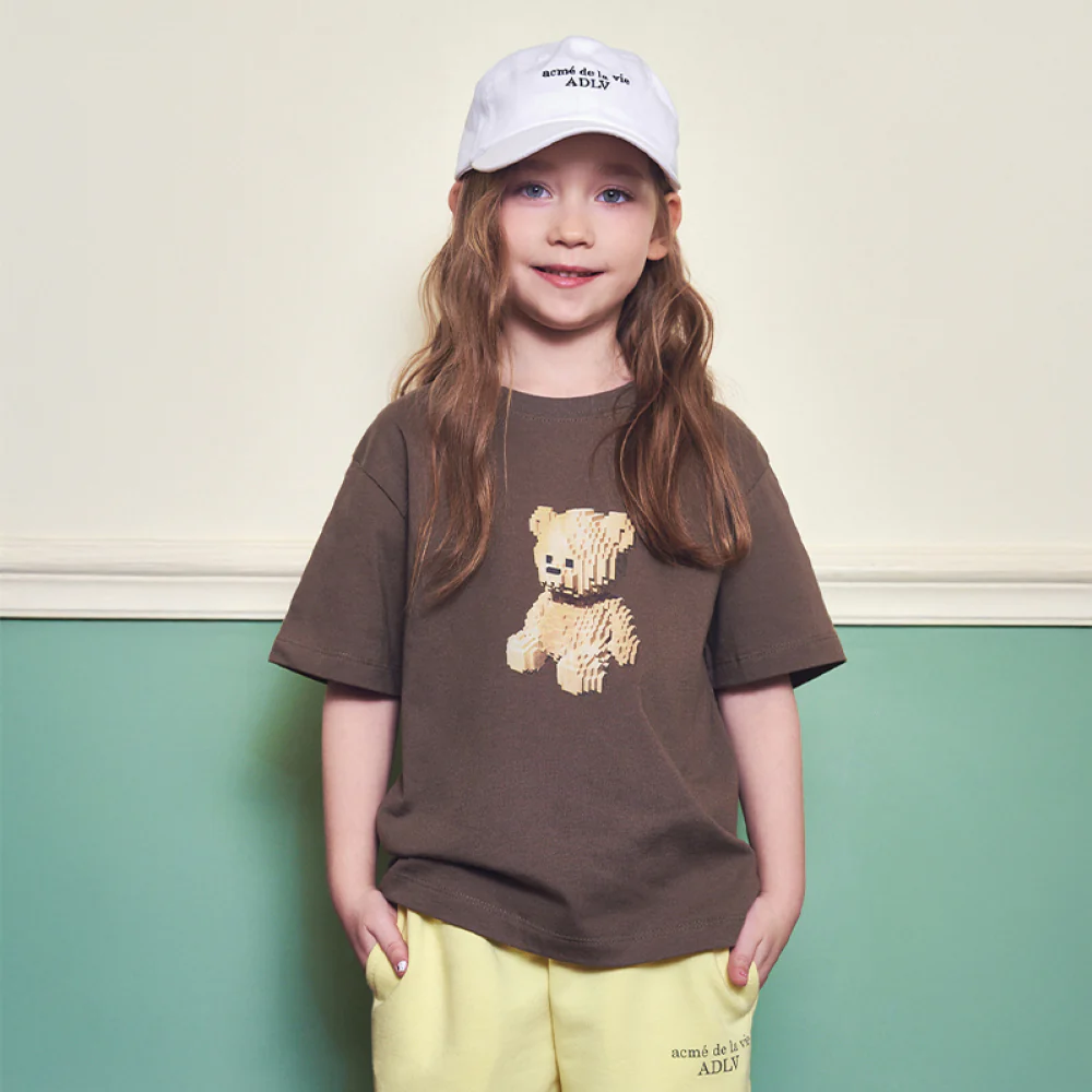 KIDS BLOCK BEAR SHORT SLEEVE T-SHIRT-COCOA - Image 2