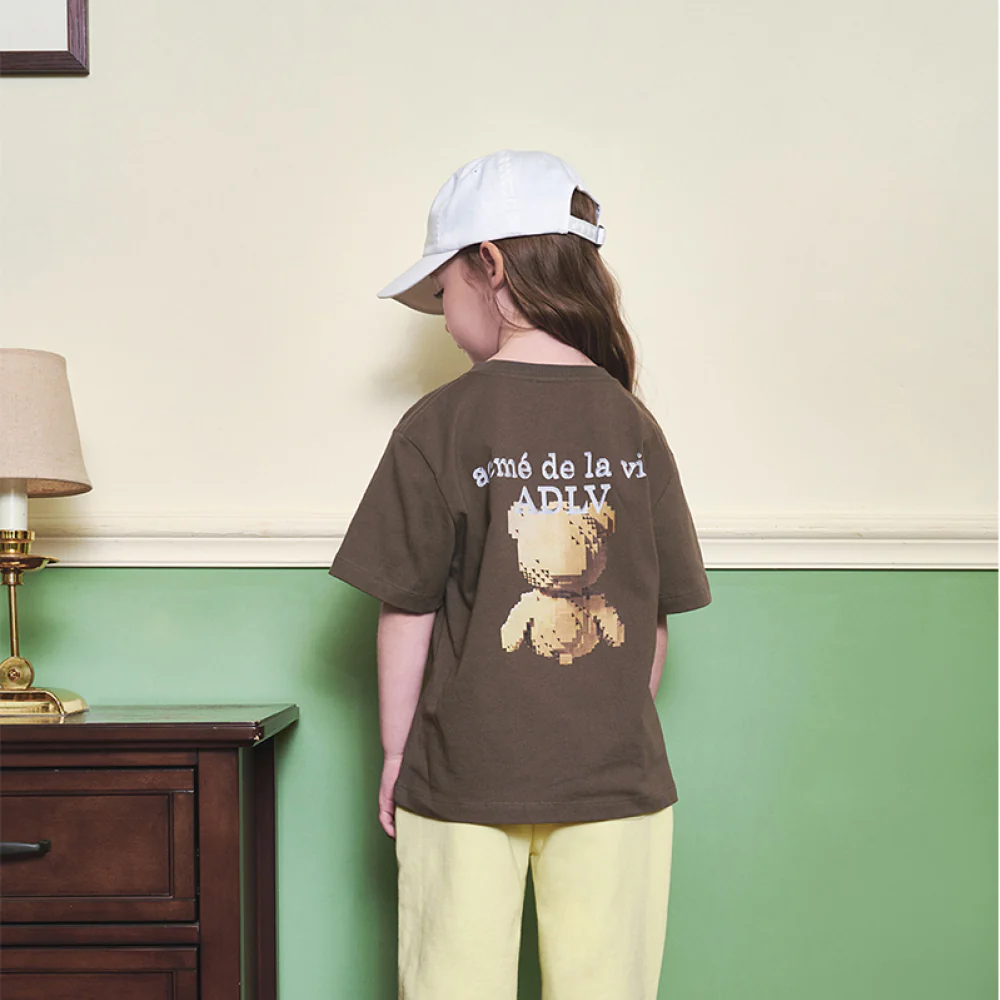 KIDS BLOCK BEAR SHORT SLEEVE T-SHIRT-COCOA - Image 3