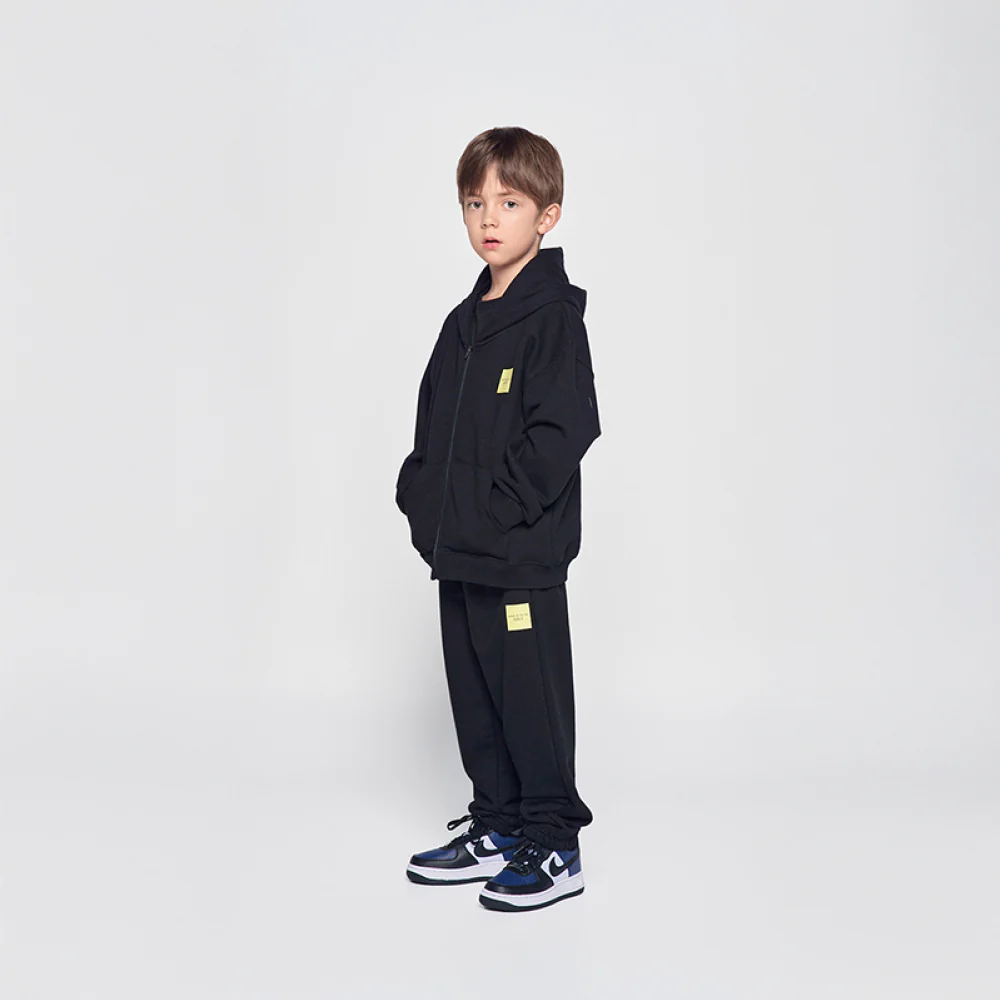 KIDS BOX BASIC LOGO HOODIE ZIP UP BLACK - Image 3