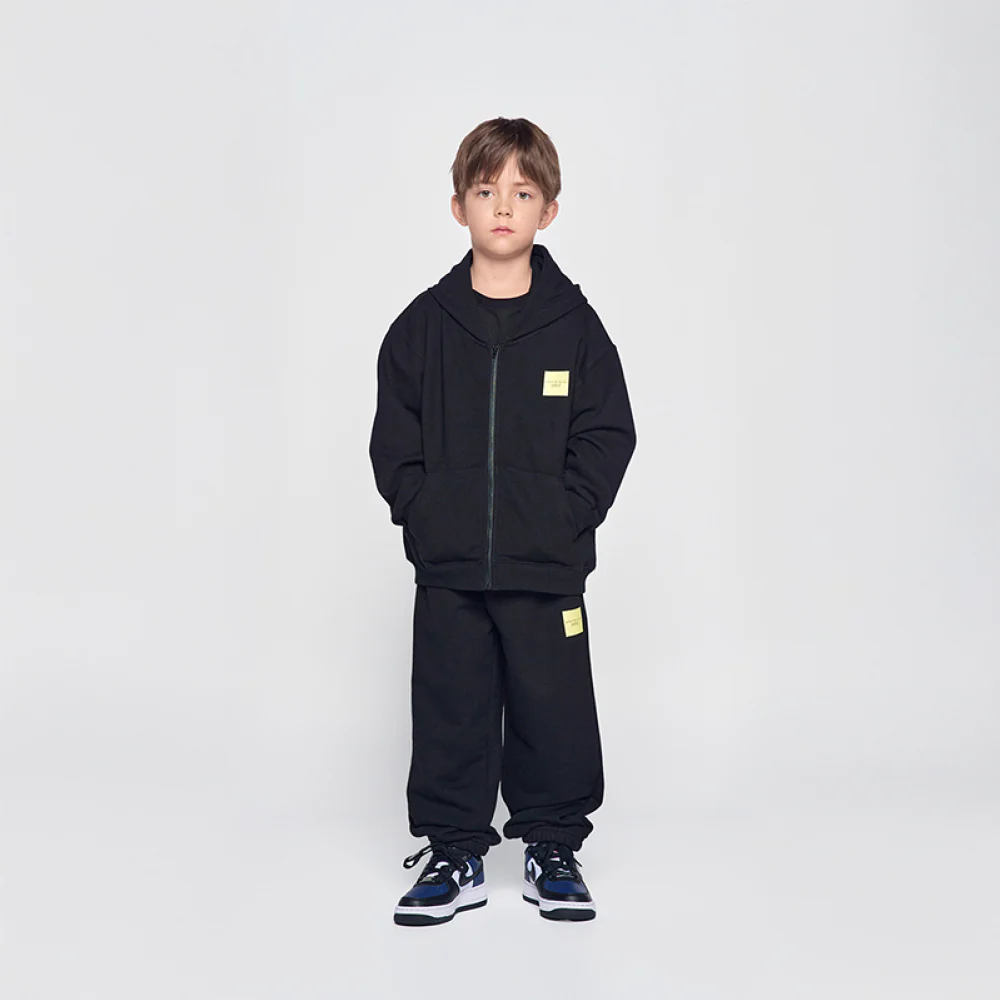 KIDS BOX BASIC LOGO HOODIE ZIP UP BLACK - Image 4