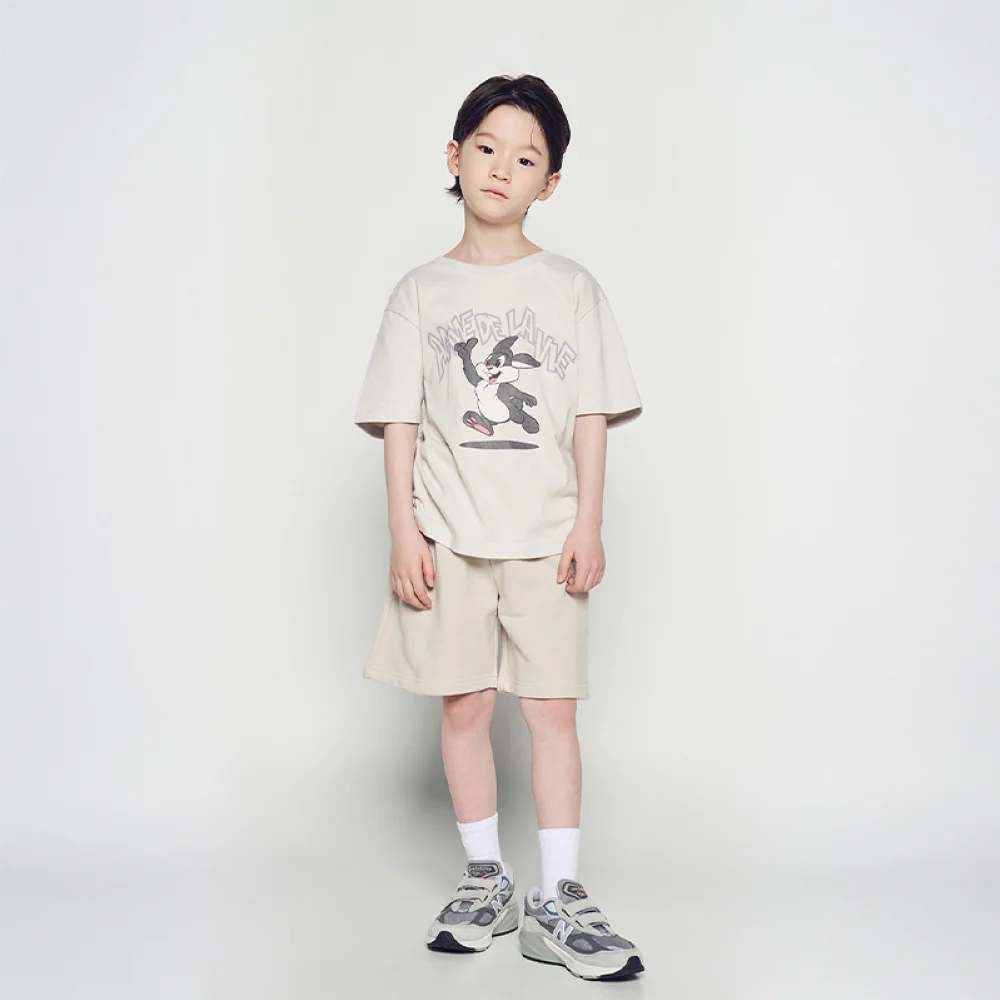 KIDS CARTOON CHINCHILLA SHORT SLEEVE T-SHIRT LIGHT GRAY - Image 4