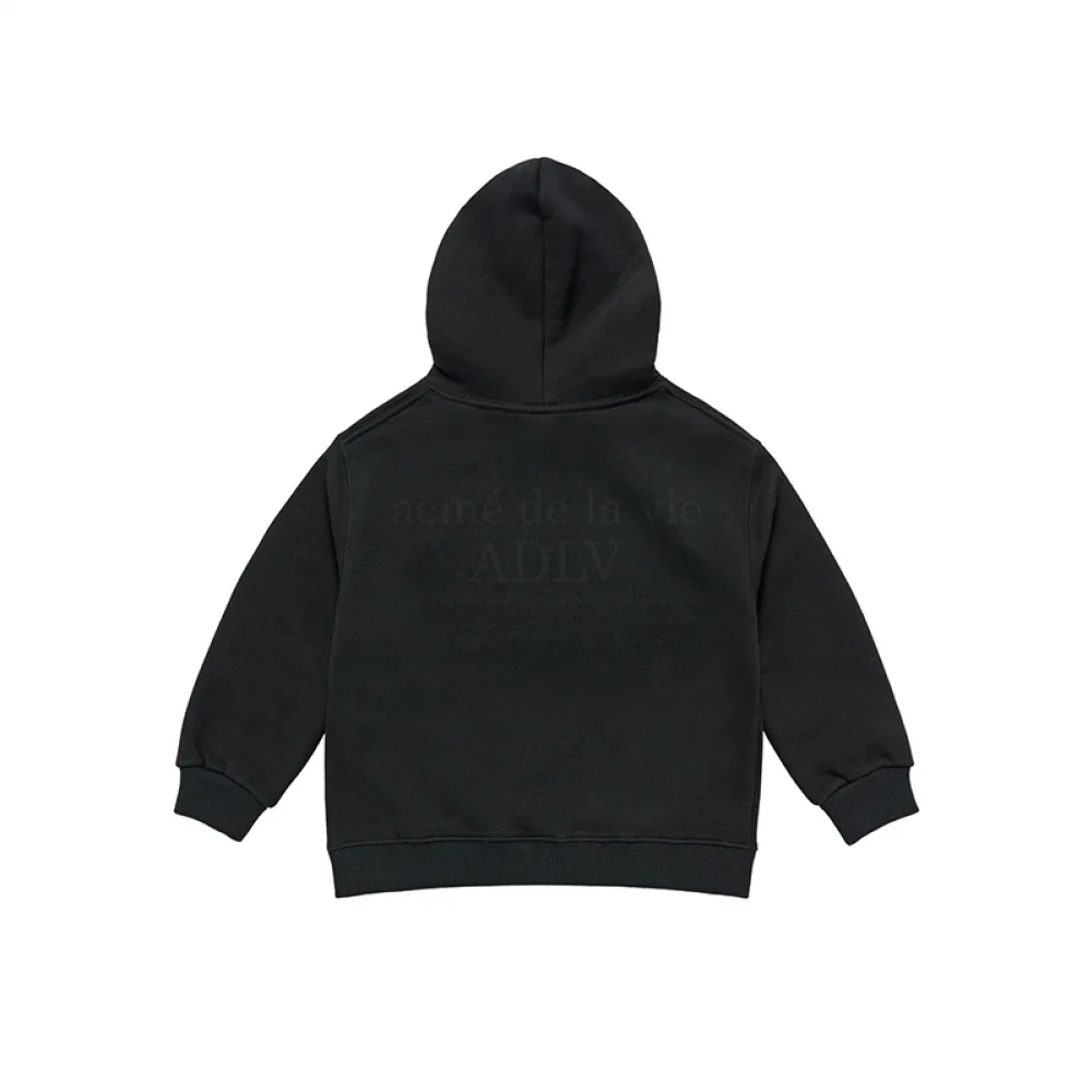 KIDS FUZZY RABBIT HOODIE BLACK - Image 2