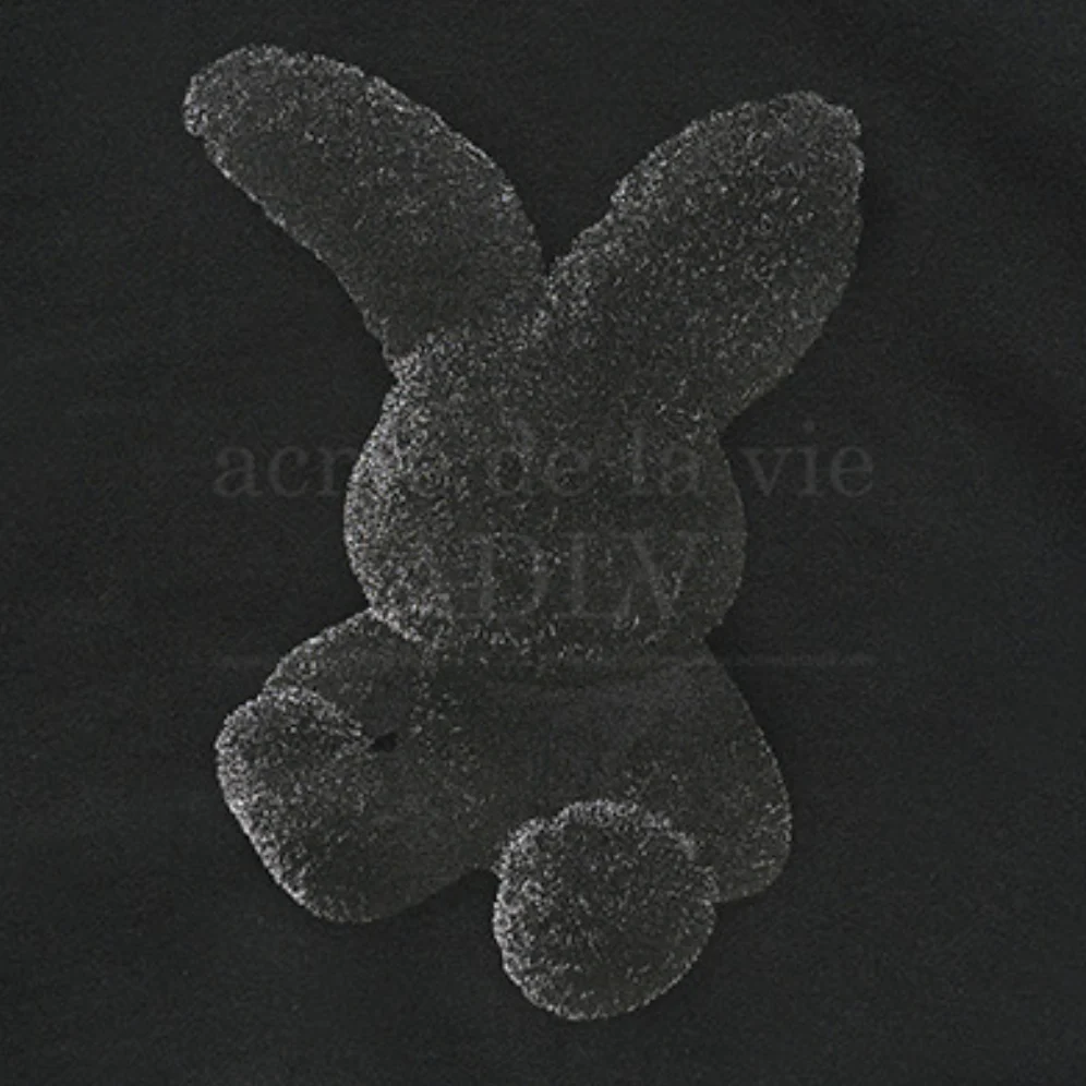 KIDS FUZZY RABBIT HOODIE BLACK - Image 4
